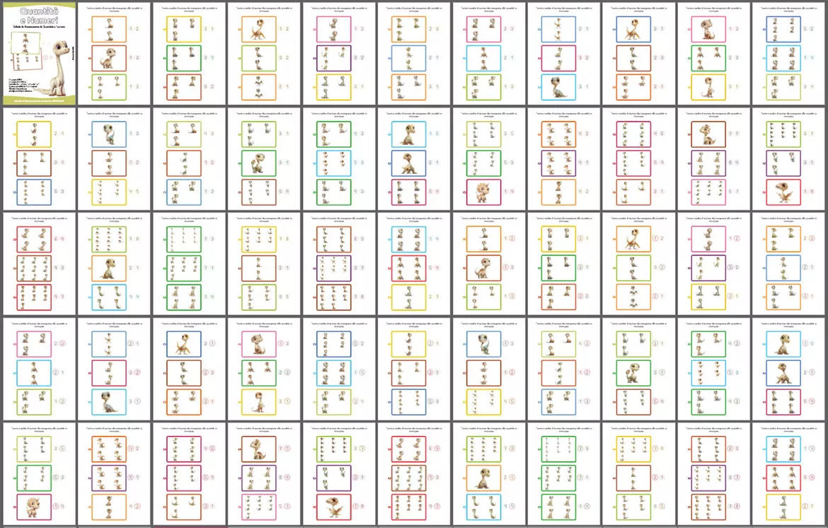 Bild in der Beschreibung des Unterrichtsmaterials Quantità e Numeri DINOSAURI Vol.2 von Lola Pirindola #1