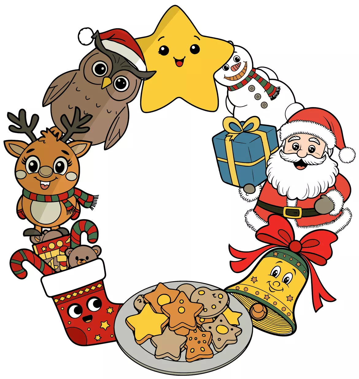 Bild in der Beschreibung des Unterrichtsmaterials Weihnachtskränze zum Ausmalen und Basteln 🎄✨ – Kreative DIY-Dekoration von Die klugen Rabauken #1