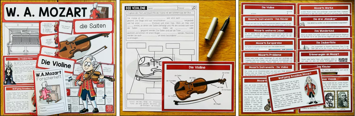 Bild in der Beschreibung des Unterrichtsmaterials Mozart – Lernwerkstatt zu Leben, Werk und Musik | Musik 4.–5. Klasse von Unterrichtmitspass #1