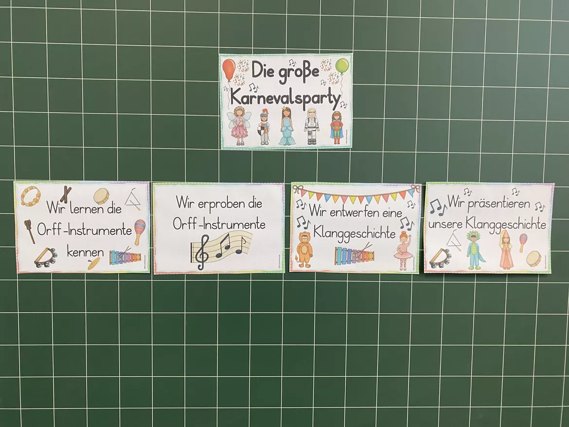 Bild in der Beschreibung des Unterrichtsmaterials Unterrichtsreihe: Karneval Klanggeschichte mit Orff-Instrumenten (Klasse 1-4) von Grundschulimpulse #2
