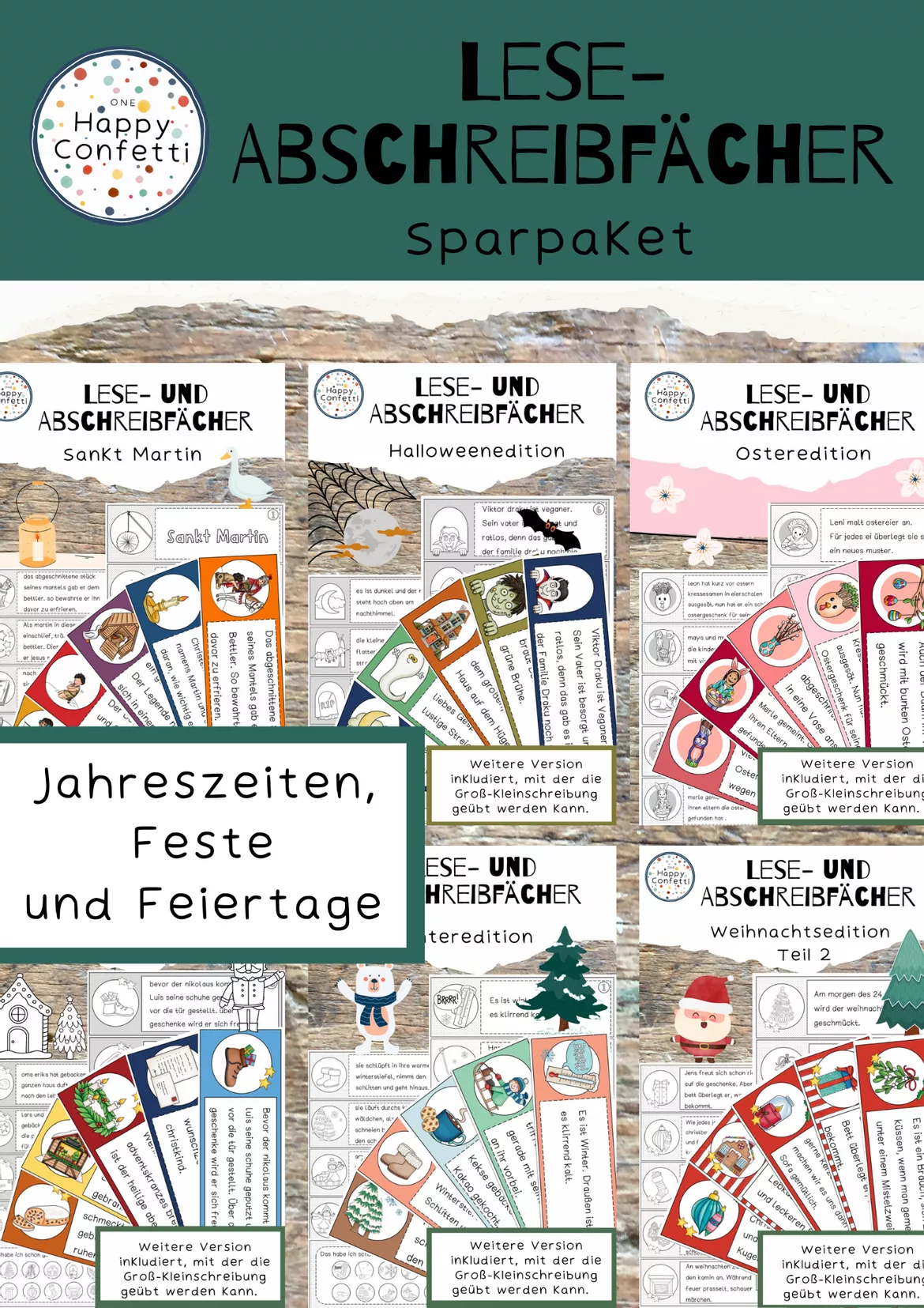 Bild in der Beschreibung des Unterrichtsmaterials Silvester Lese - Abschreibfächer 3-fach differenziert von One Happy Confetti #2