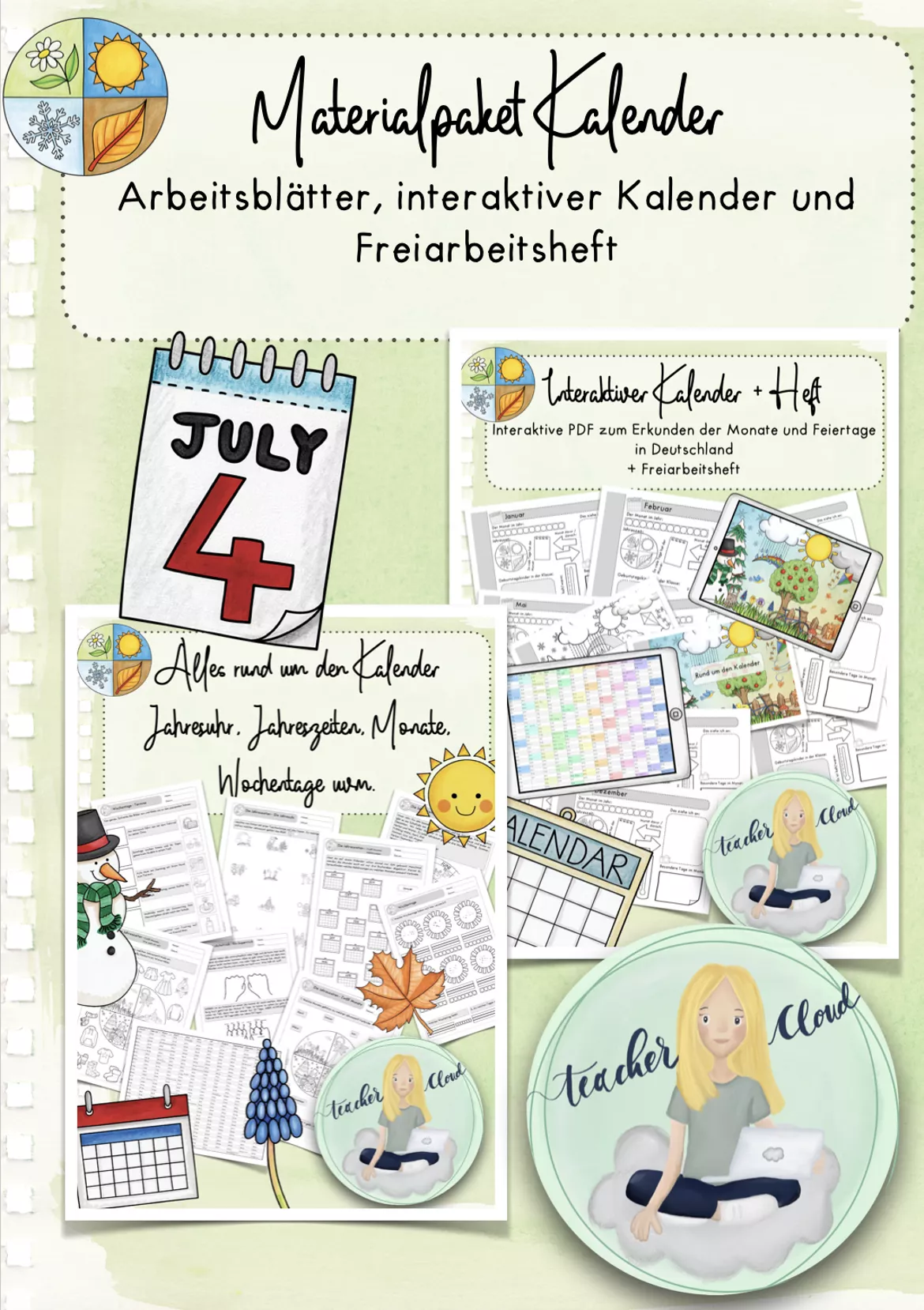 Bild in der Beschreibung des Unterrichtsmaterials Rund um den Kalender - interaktiver Kalender + Heft von teacher.cloud #1