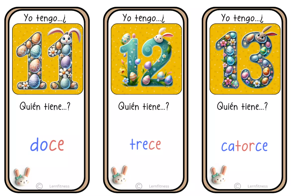 Bild in der Beschreibung des Unterrichtsmaterials Espagnol: Apprendre les nombres et mots-nombres - Juego de Pascua von Lernfitness #3