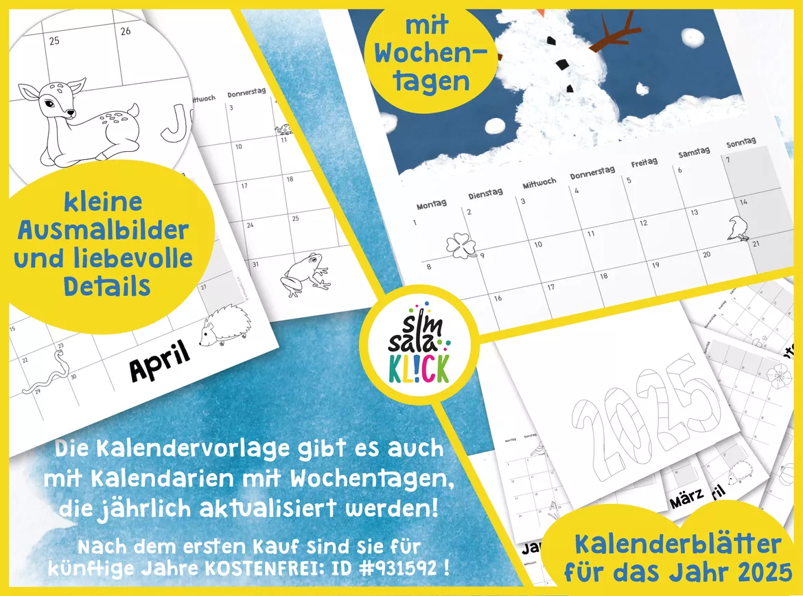 Bild in der Beschreibung des Unterrichtsmaterials * 2025 * Kalender basteln: zum Selbstgestalten! (A4 hoch) von simsalaKLICK #2