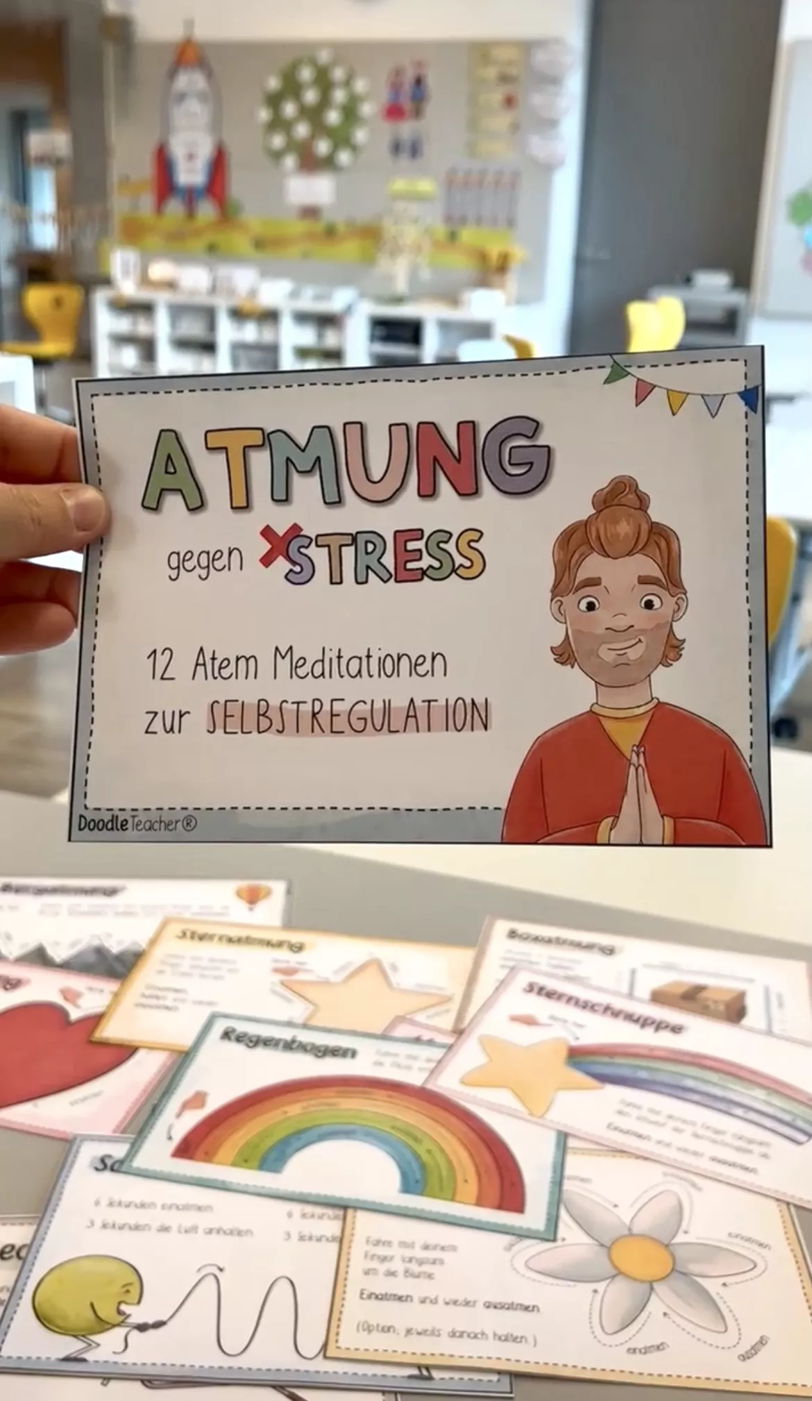 Bild in der Beschreibung des Unterrichtsmaterials Atmung gegen Stress - 🌬️ 15 Atemübungen zur Selbstregulation / Atmen / Meditation Regulation Entspannung von Doodleteacher #3