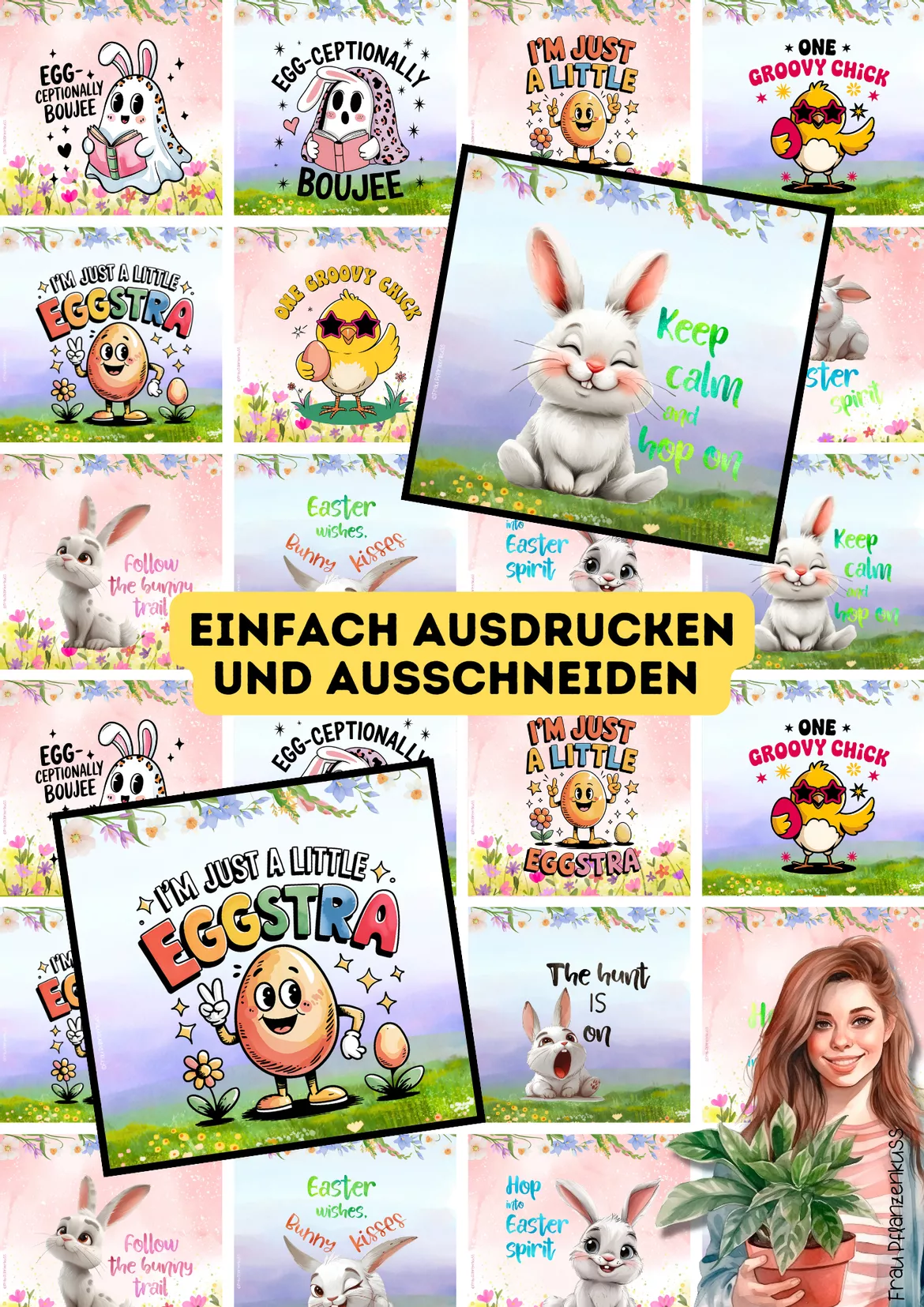 Bild in der Beschreibung des Unterrichtsmaterials Englische Kärtchen mit Sprüchen | Funny Easter Quotes | Frohe Ostern von Frau Pflanzenkuss #1