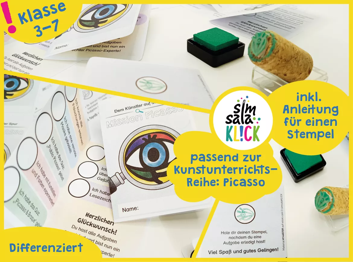 Bild in der Beschreibung des Unterrichtsmaterials *Detektivpass* Picasso: Kunst-Unterrichtsreihe von simsalaKLICK #1