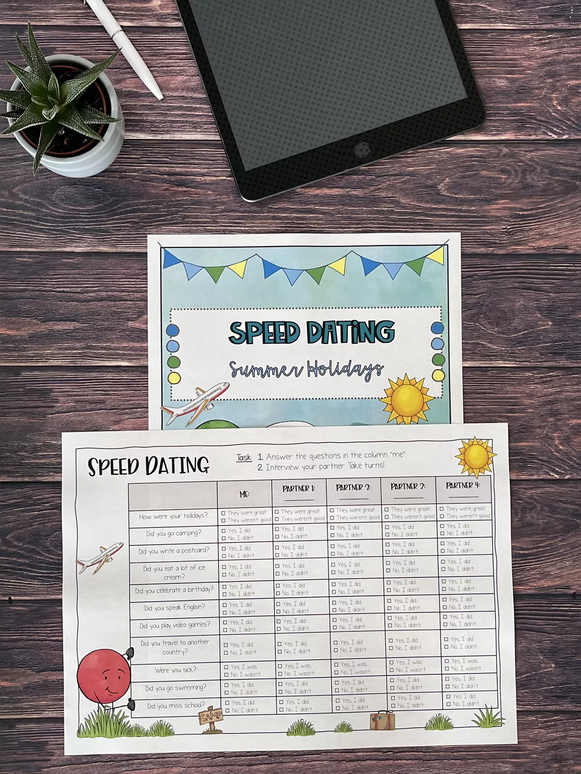 Bild in der Beschreibung des Unterrichtsmaterials Speed Dating: Summer Holidays (Speaking Activity) von ezpz.lemon.sqz #1
