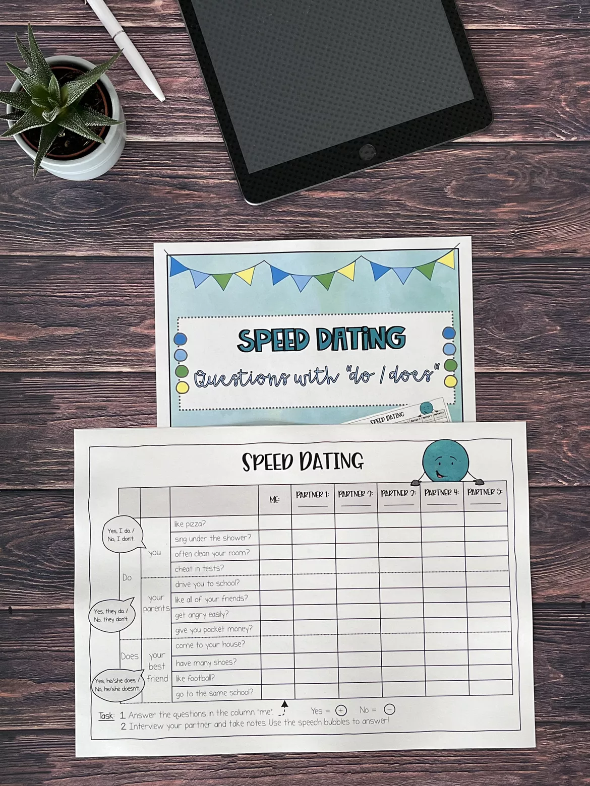 Bild in der Beschreibung des Unterrichtsmaterials Speed Dating: Questions with „Do + Does" von ezpz.lemon.sqz #1