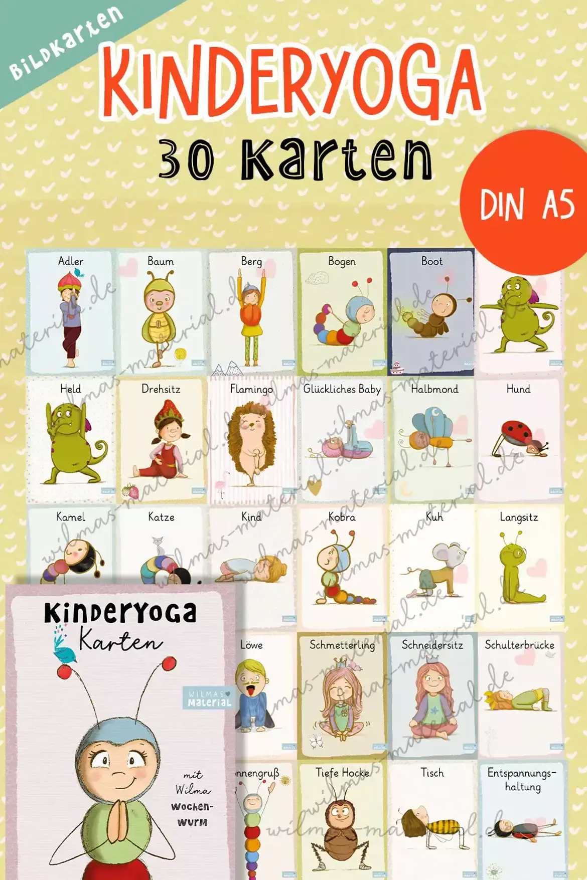 Bild in der Beschreibung des Unterrichtsmaterials PDF Kinderyoga Karten von Wilma Wochenwurm von Wilma Wochenwurm #1