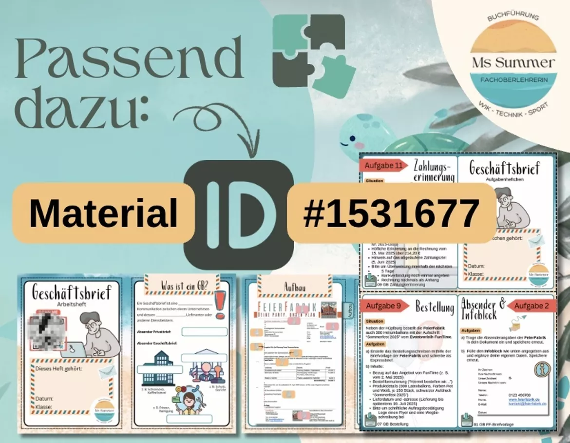 Bild in der Beschreibung des Unterrichtsmaterials WiK - Geschäftsbrief: interaktives Exitgame von MsSummer #1
