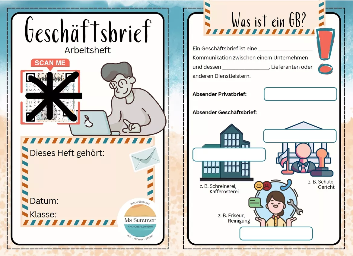 Bild in der Beschreibung des Unterrichtsmaterials WiK - Geschäftsbrief: Briefarten, GB-Vorlage, Aufbau, Übungsaufgaben von MsSummer #2