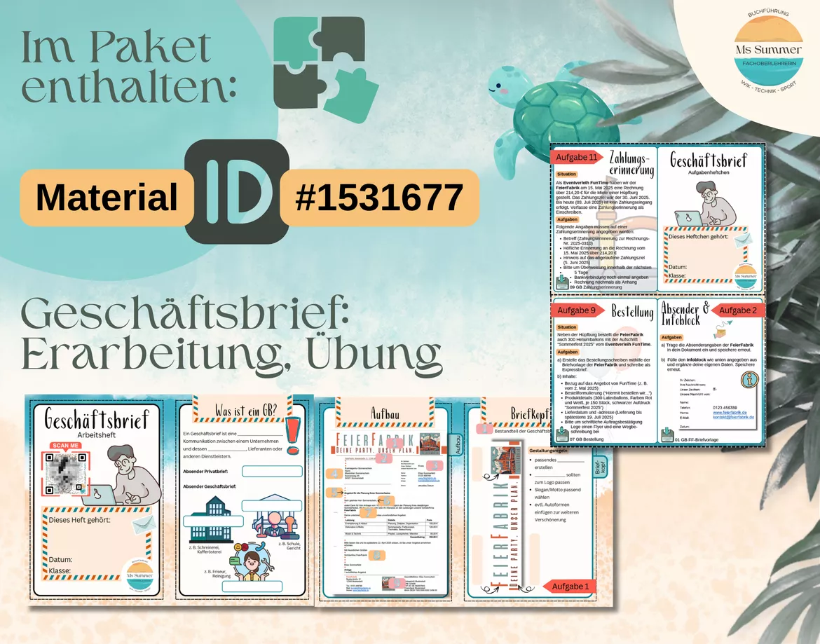 Bild in der Beschreibung des Unterrichtsmaterials WiK - Geschäftsbrief Materialpaket: Erarbeitung, Zusatzmaterial, Exitgame von MsSummer #1