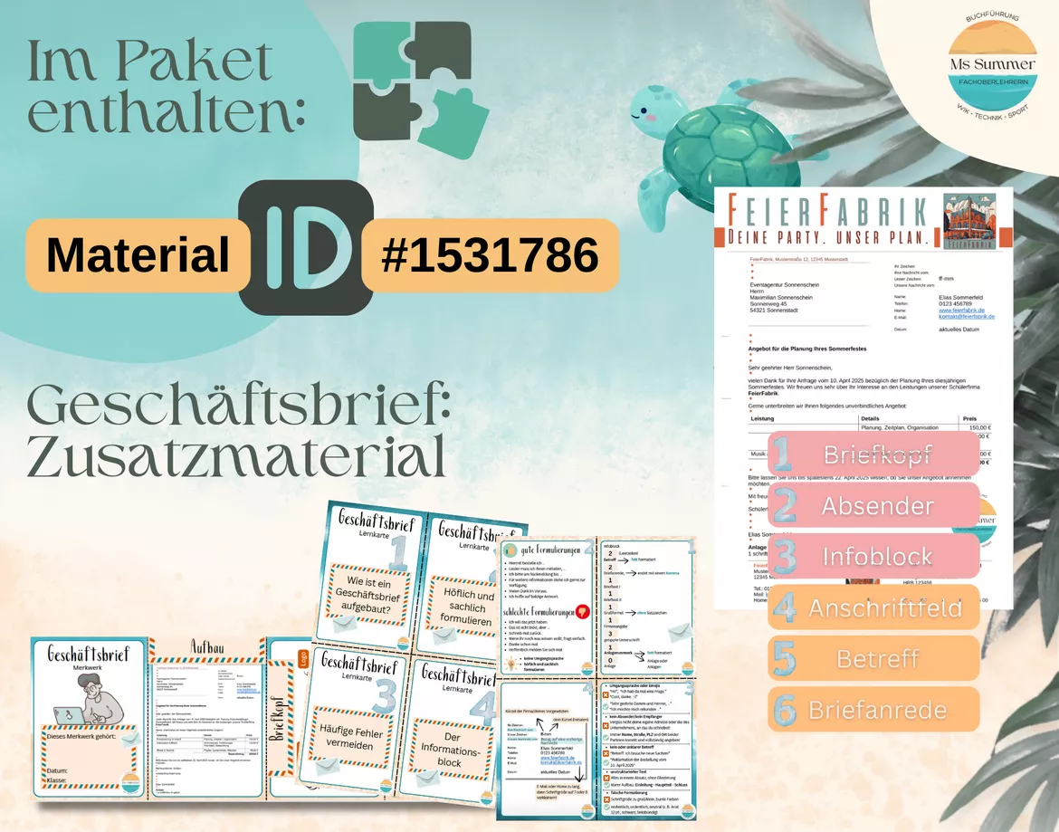 Bild in der Beschreibung des Unterrichtsmaterials WiK - Geschäftsbrief Materialpaket: Erarbeitung, Zusatzmaterial, Exitgame von MsSummer #2