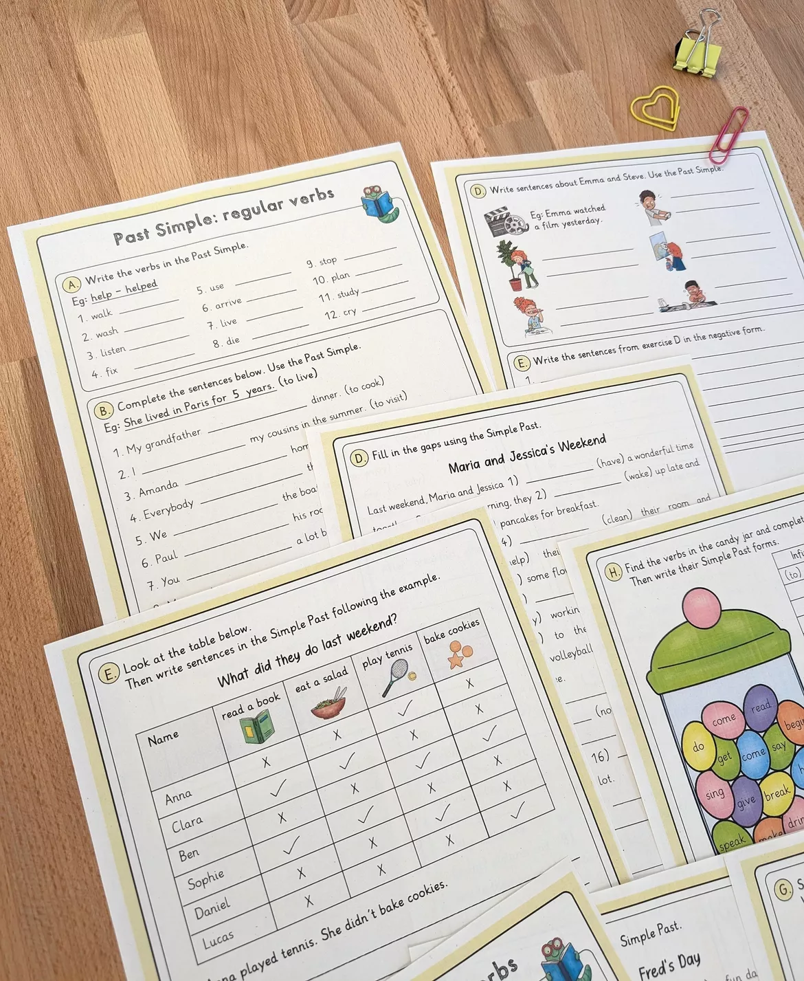 Bild in der Beschreibung des Unterrichtsmaterials Simple Past werkbladen mega-pakket – 15+ pagina