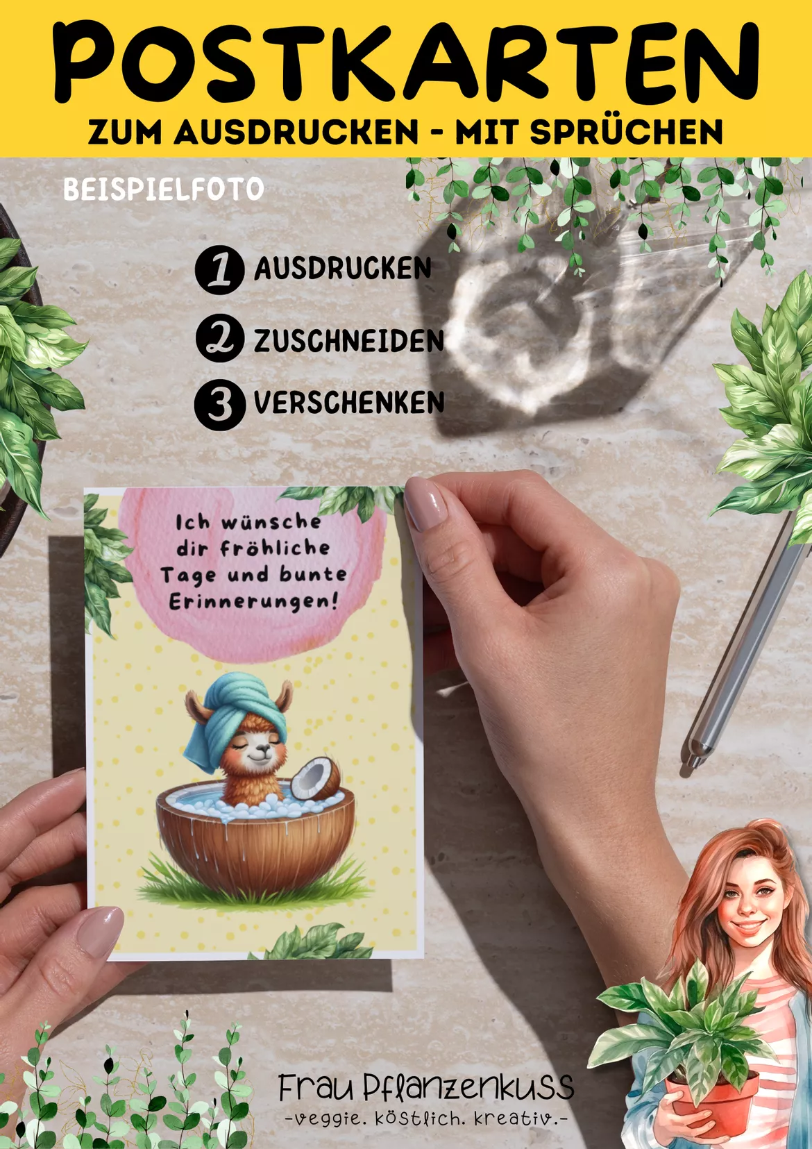 Bild in der Beschreibung des Unterrichtsmaterials Postkarten zum Ausdrucken Sommerferien | Klasse 2 bis 6 von Frau Pflanzenkuss #3