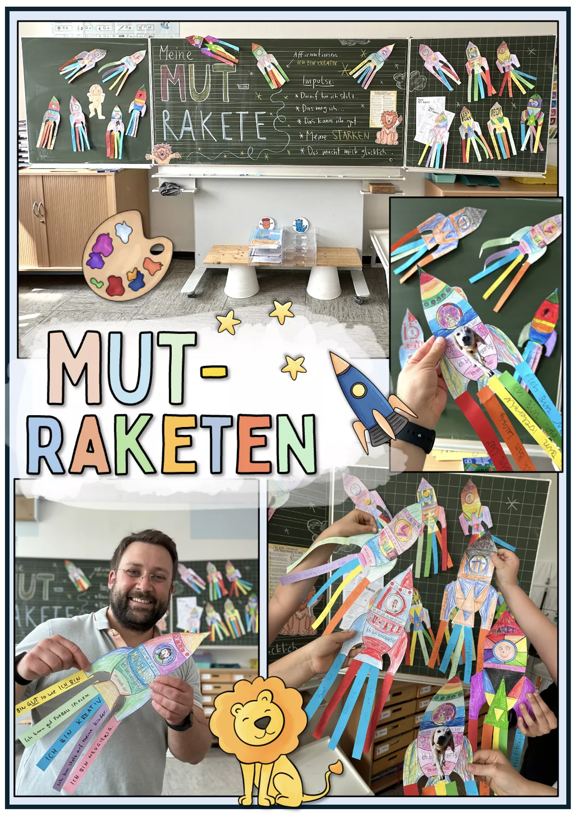 Bild in der Beschreibung des Unterrichtsmaterials Mut-Rakete basteln - Stärkenidee / Mutraketen - Mutmacher / Mut Rakete Neujahr basteln von Doodleteacher #5
