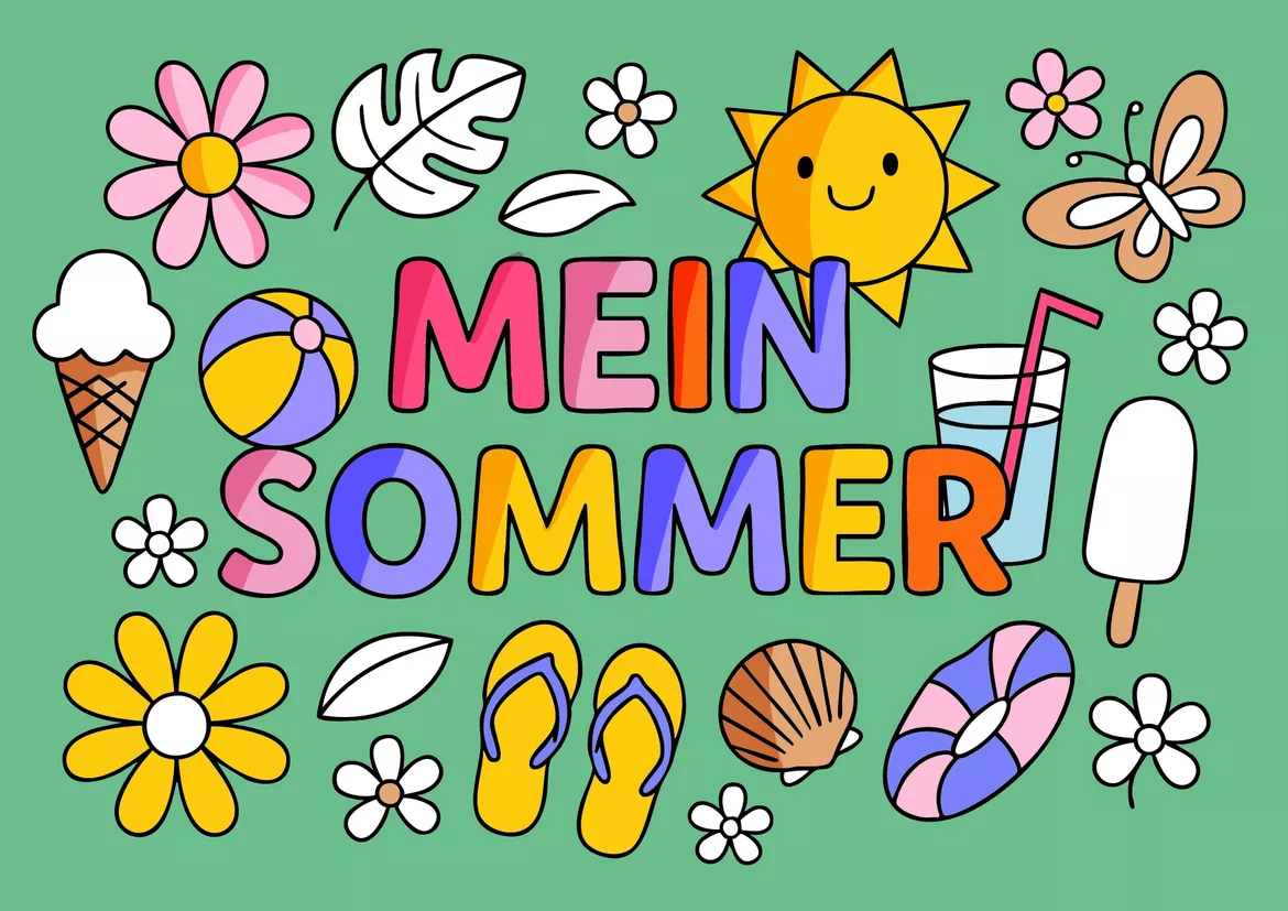 Bild in der Beschreibung des Unterrichtsmaterials Sommer - Ausmalbilder ☀️ 🖍️ Kreatives gestalten im Sommer von Die klugen Rabauken #1
