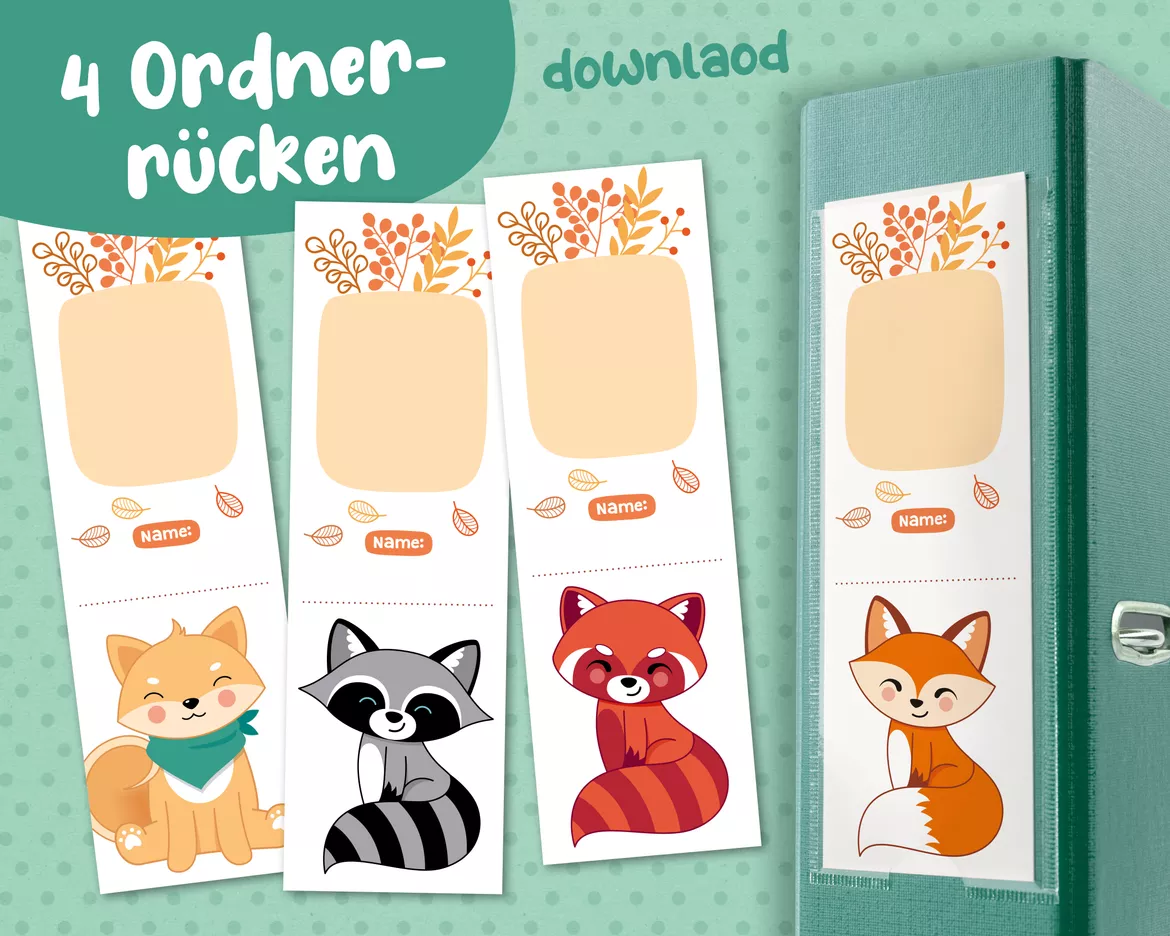 Bild in der Beschreibung des Unterrichtsmaterials 4 Ordnerrücken – niedliche Tiere Set 2 von confetti.friends #1