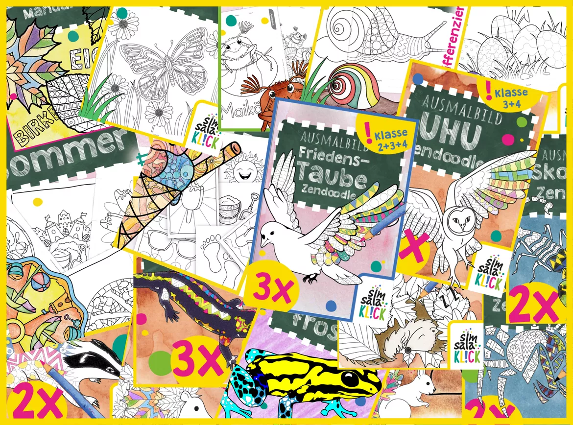 Bild in der Beschreibung des Unterrichtsmaterials wachsendes *SPAR-PAKET* Ausmalbilder für die Grundschule (Klasse 1-4) von simsalaKLICK #1