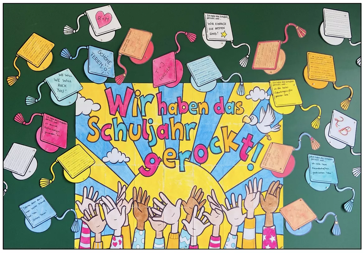 Bild in der Beschreibung des Unterrichtsmaterials Schuljahresende – Gemeinschaftsbild und kooperatives Poster | Klassenprojekt von Unterrichtmitspass #1