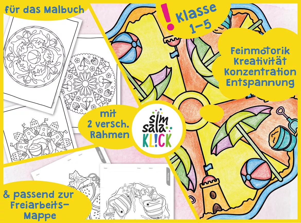 Bild in der Beschreibung des Unterrichtsmaterials 16 Sommer - Mandalas für die Grundschule (zum Ausmalen) von simsalaKLICK #2