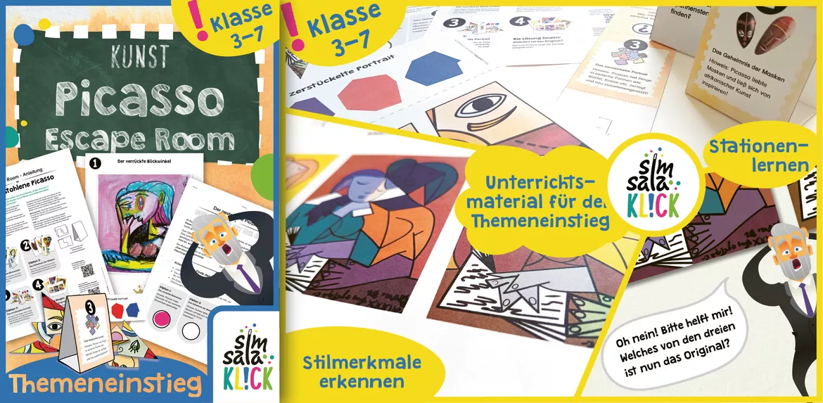 Bild in der Beschreibung des Unterrichtsmaterials wachsendes Materialpaket zum Thema Picasso *Unterrichtsreihe* von simsalaKLICK #1
