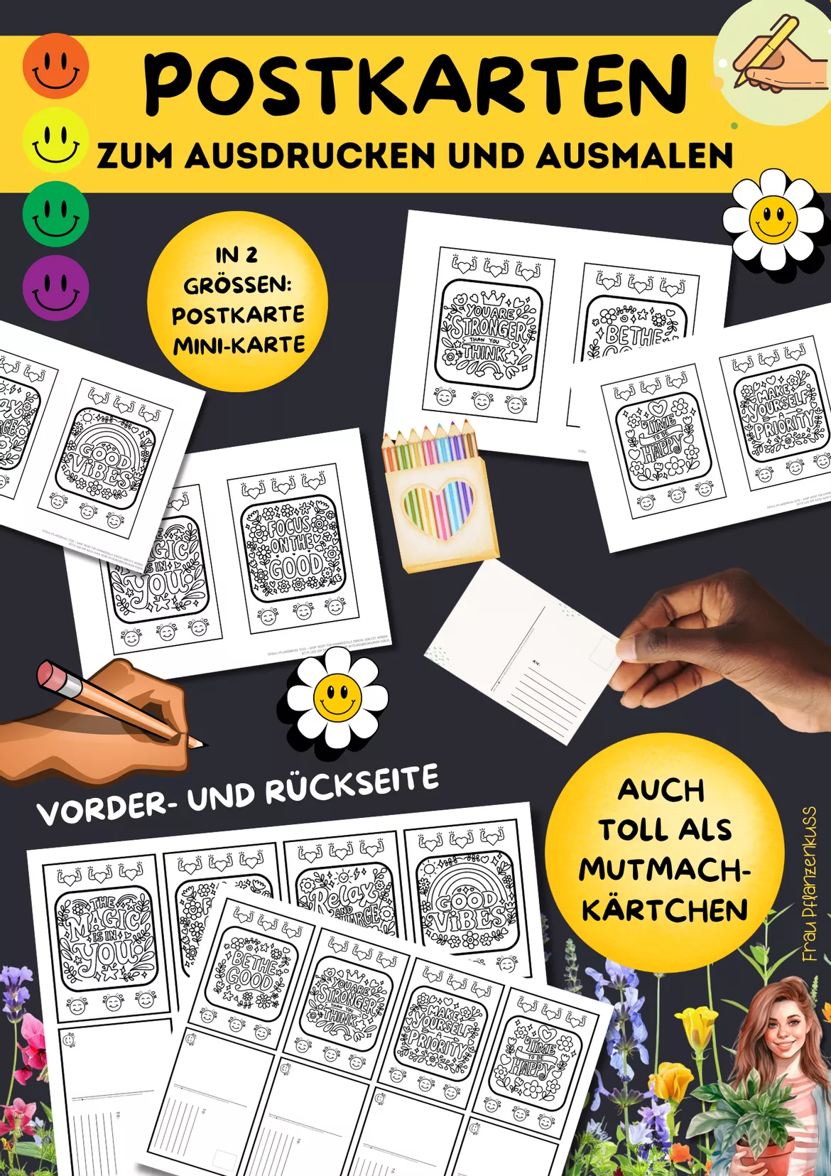 Bild in der Beschreibung des Unterrichtsmaterials Motivierende Ausmalkarten mit englischen Sprüchen | Klasse 2 bis 6 von Frau Pflanzenkuss #3