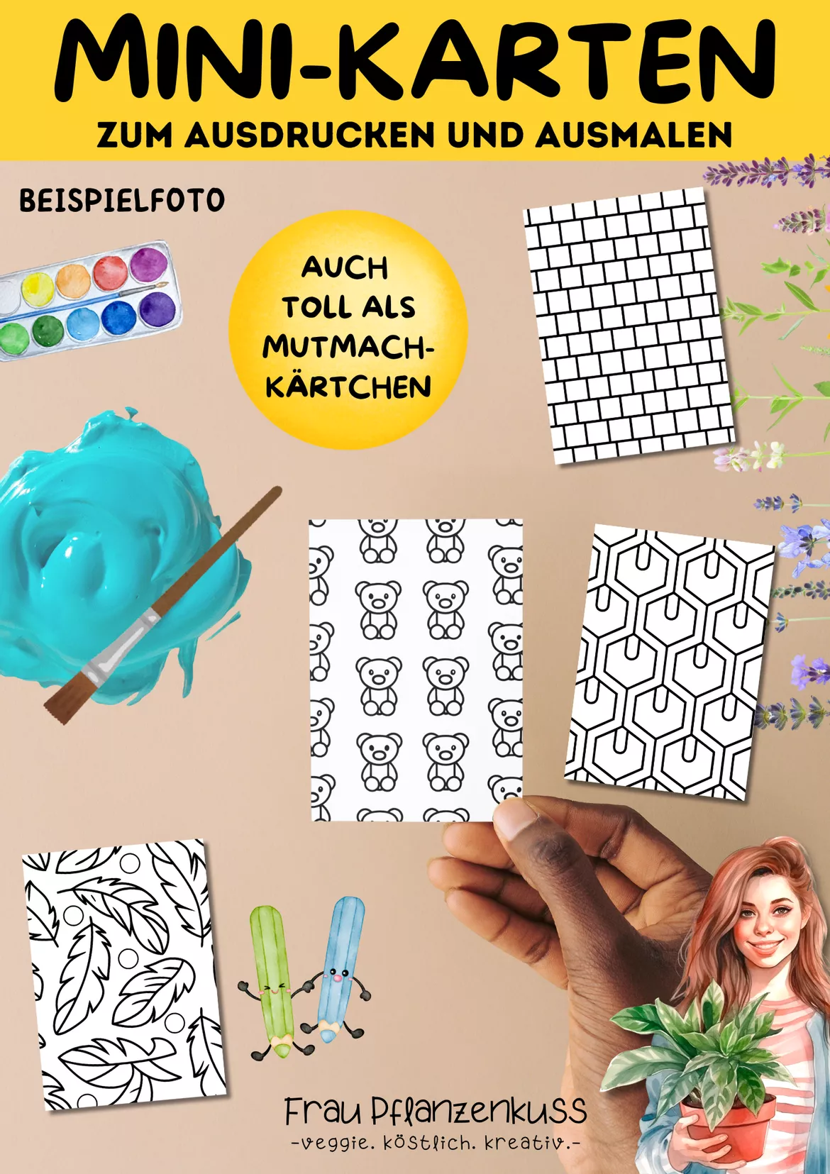 Bild in der Beschreibung des Unterrichtsmaterials Postkarten zum Ausdrucken und Ausmalen mit Mustern ab 1. Klasse von Frau Pflanzenkuss #1