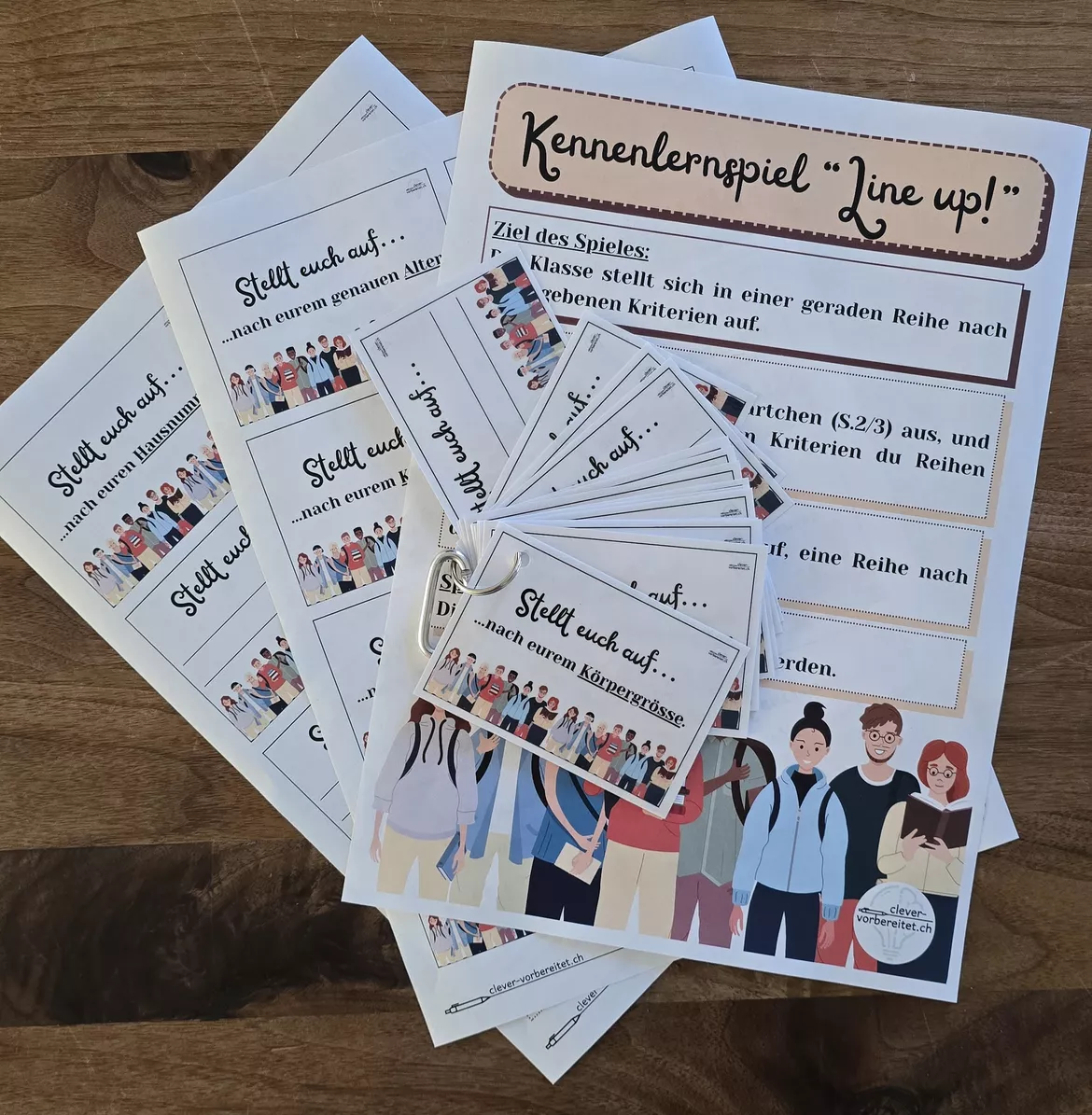 Bild in der Beschreibung des Unterrichtsmaterials Kennenlernspiel "Line up!" von clever-vorbereitet #1