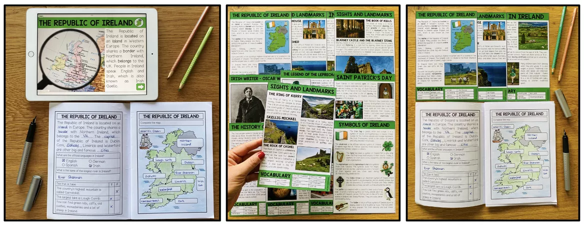 Bild in der Beschreibung des Unterrichtsmaterials Ireland Englisch Klasse 7, 8 – Irland, Landeskunde, Sehenswürdigkeiten, Irish Culture, Reading Comprehension, Wortschatz, Arbeitsblätter | Lernwerkstatt von Unterrichtmitspass #2