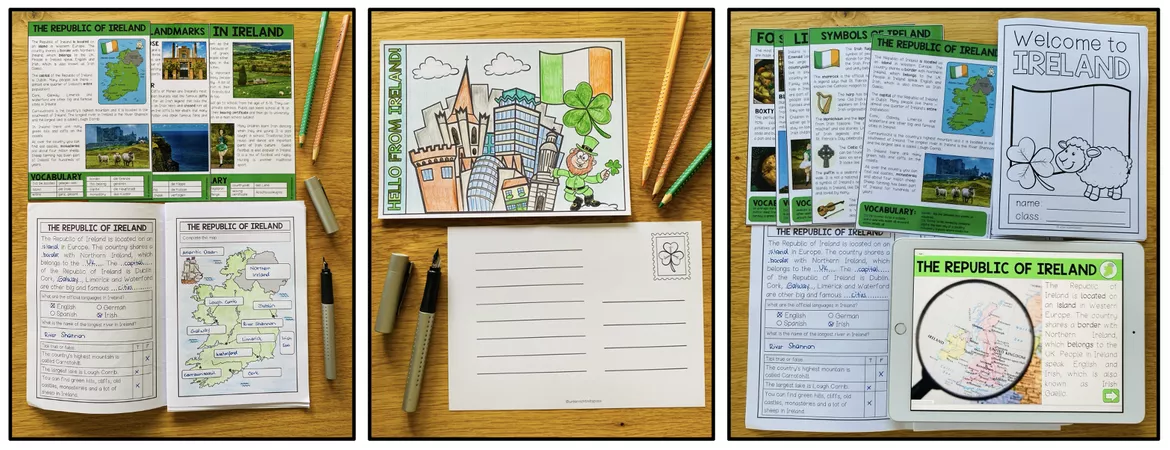Bild in der Beschreibung des Unterrichtsmaterials Ireland / Irland Englisch, Materialpaket, Irish Culture, Sehenswürdigkeiten Irland, Lesetexte, Reading Comprehension, Arbeitsblätter, Wortschatz, Speaking Activities | Klasse 5, 6, 7, 8 von Unterrichtmitspass #2