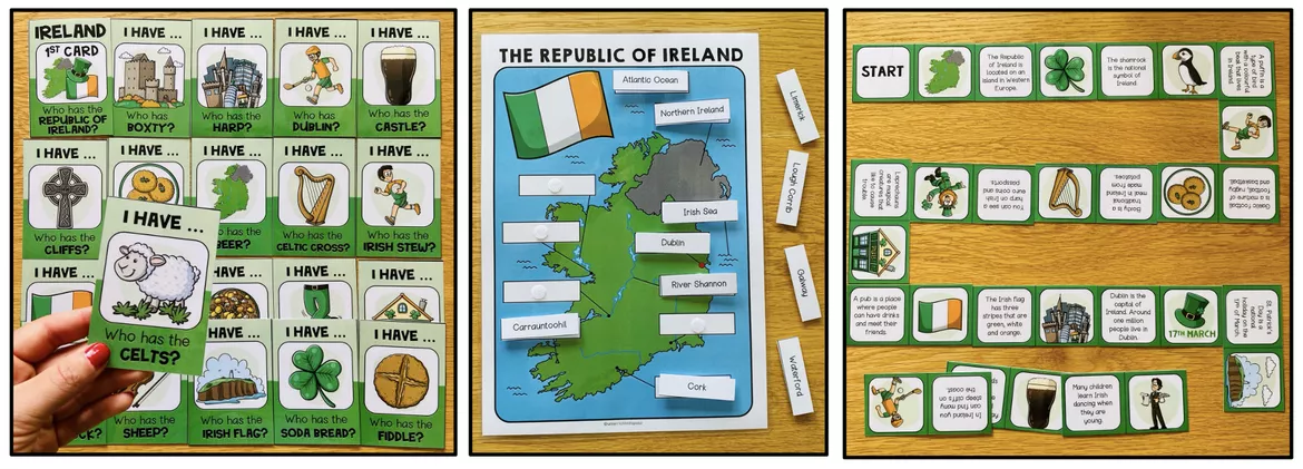 Bild in der Beschreibung des Unterrichtsmaterials Ireland / Irland Englisch, Materialpaket, Irish Culture, Sehenswürdigkeiten Irland, Lesetexte, Reading Comprehension, Arbeitsblätter, Wortschatz, Speaking Activities | Klasse 5, 6, 7, 8 von Unterrichtmitspass #3