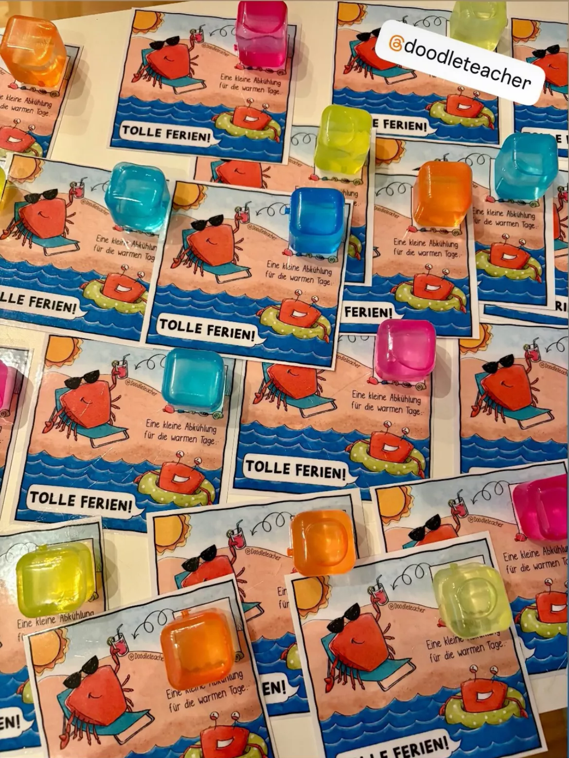 Bild in der Beschreibung des Unterrichtsmaterials Eiswürfel - Geschenk Ferienwünsche / Sommerferien Abschiedsgeschenk Zeugnis von Doodleteacher #1