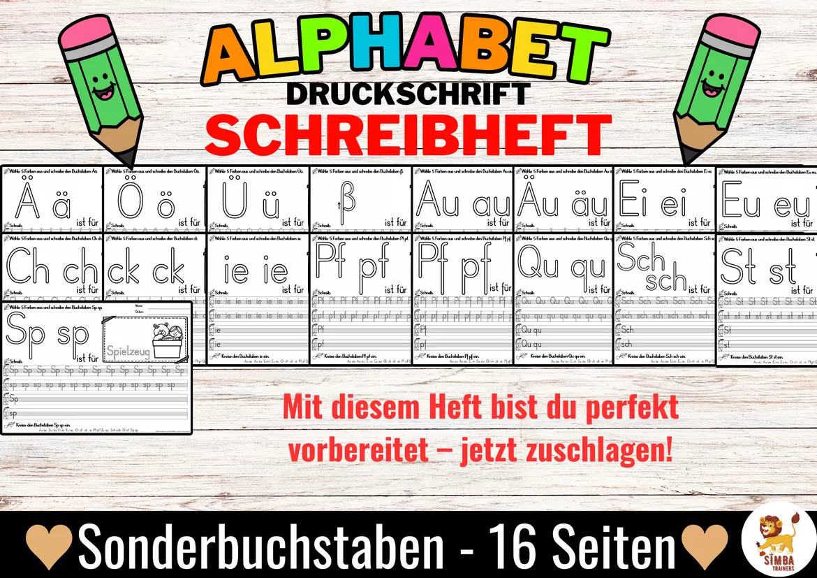 Bild in der Beschreibung des Unterrichtsmaterials Alphabet Schreibheft Buchstabeneinführung Schreiblehrgang (Druckschrift) von SIMBA Trainers Education #5
