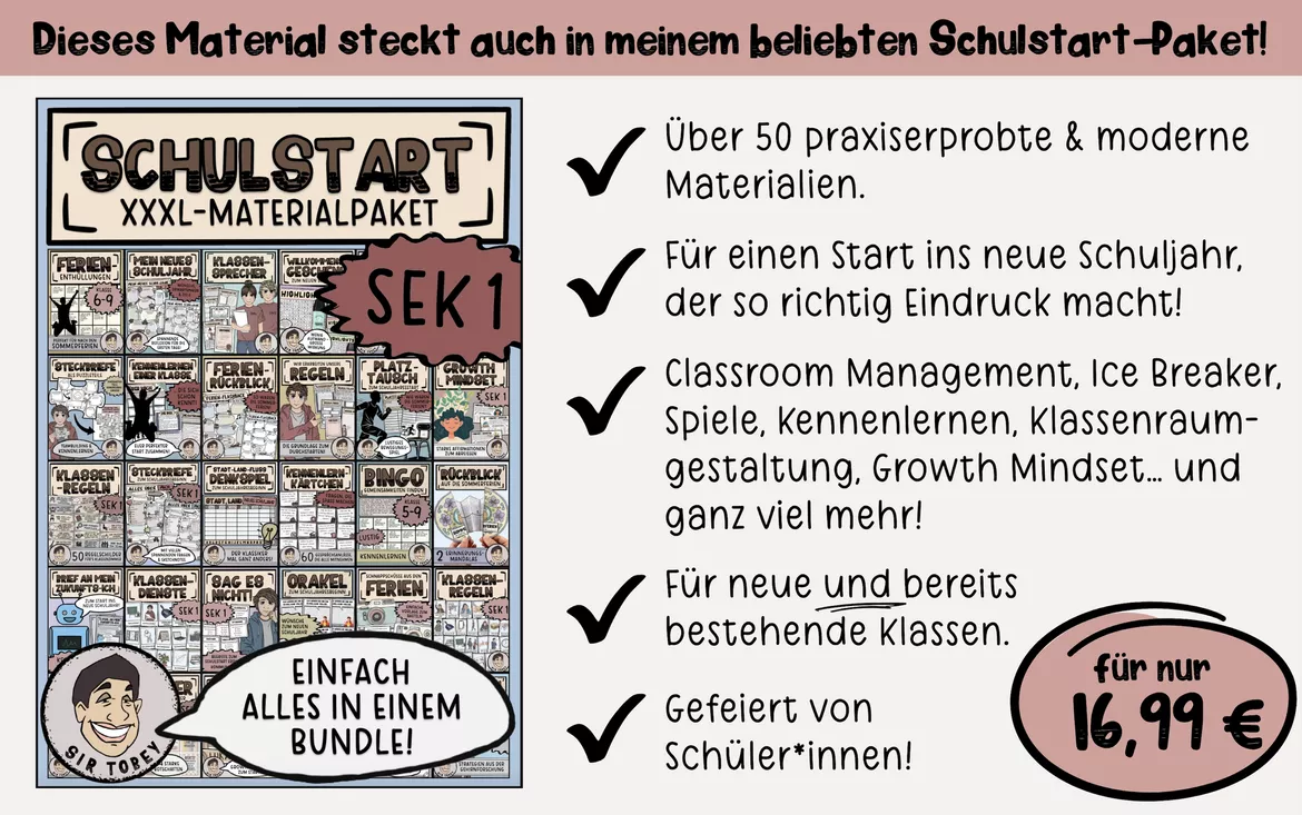 Bild in der Beschreibung des Unterrichtsmaterials Steckbrief Klasse 5 6 7 8 von Sir Tobey - Ethik mit Klasse und alles zum Schulstart #1
