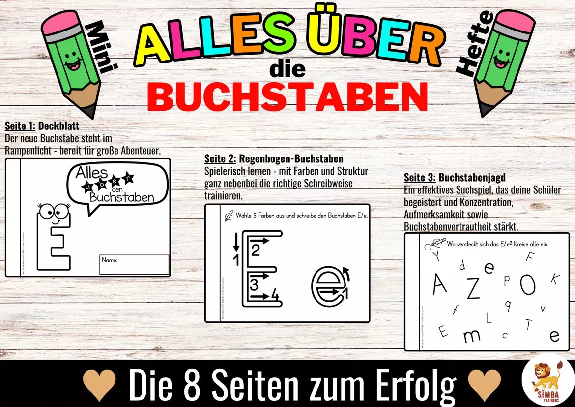 Bild in der Beschreibung des Unterrichtsmaterials Alles über die Buchstaben A-Z + Ä,Ö,Ü und ß Buchstabeneinführung - Heft (Druckschrift) von SIMBA Trainers Education #1