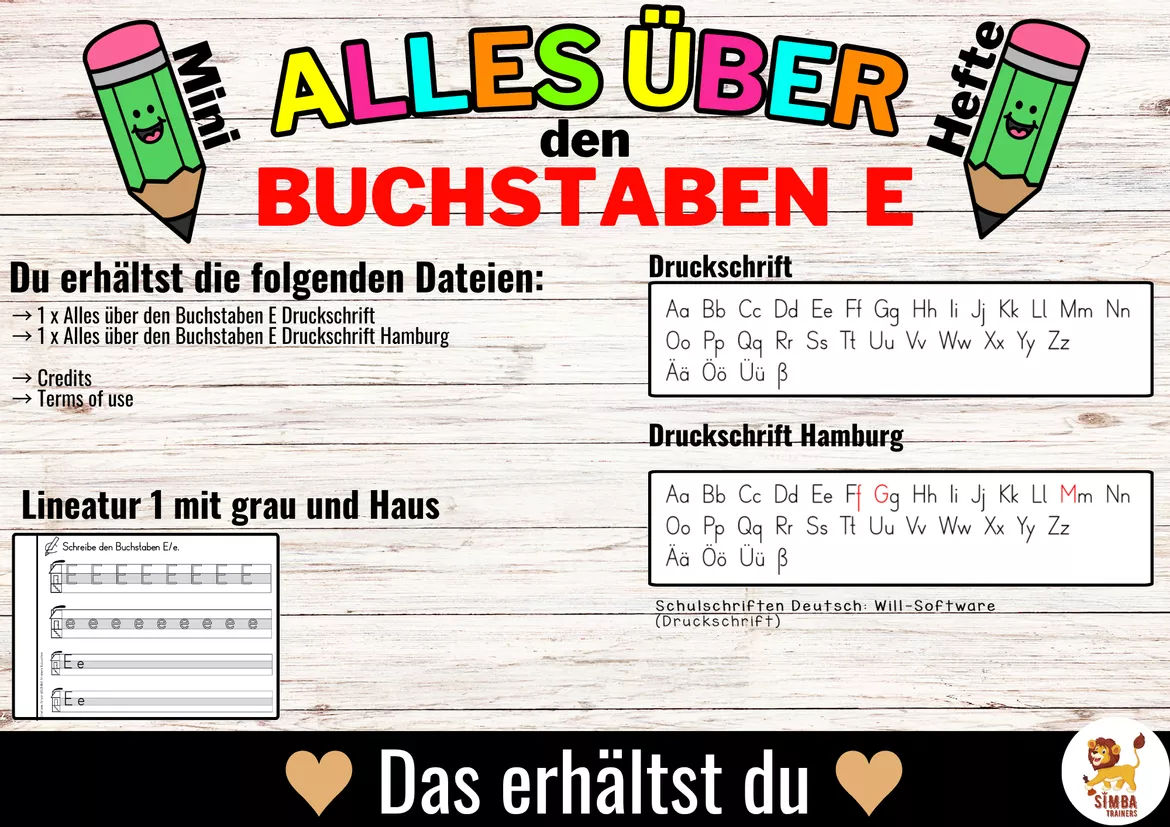 Bild in der Beschreibung des Unterrichtsmaterials FREEBIE Alles über den Buchstaben E Buchstabeneinführung - Heft (Druckschrift) von SIMBA Trainers Education #4