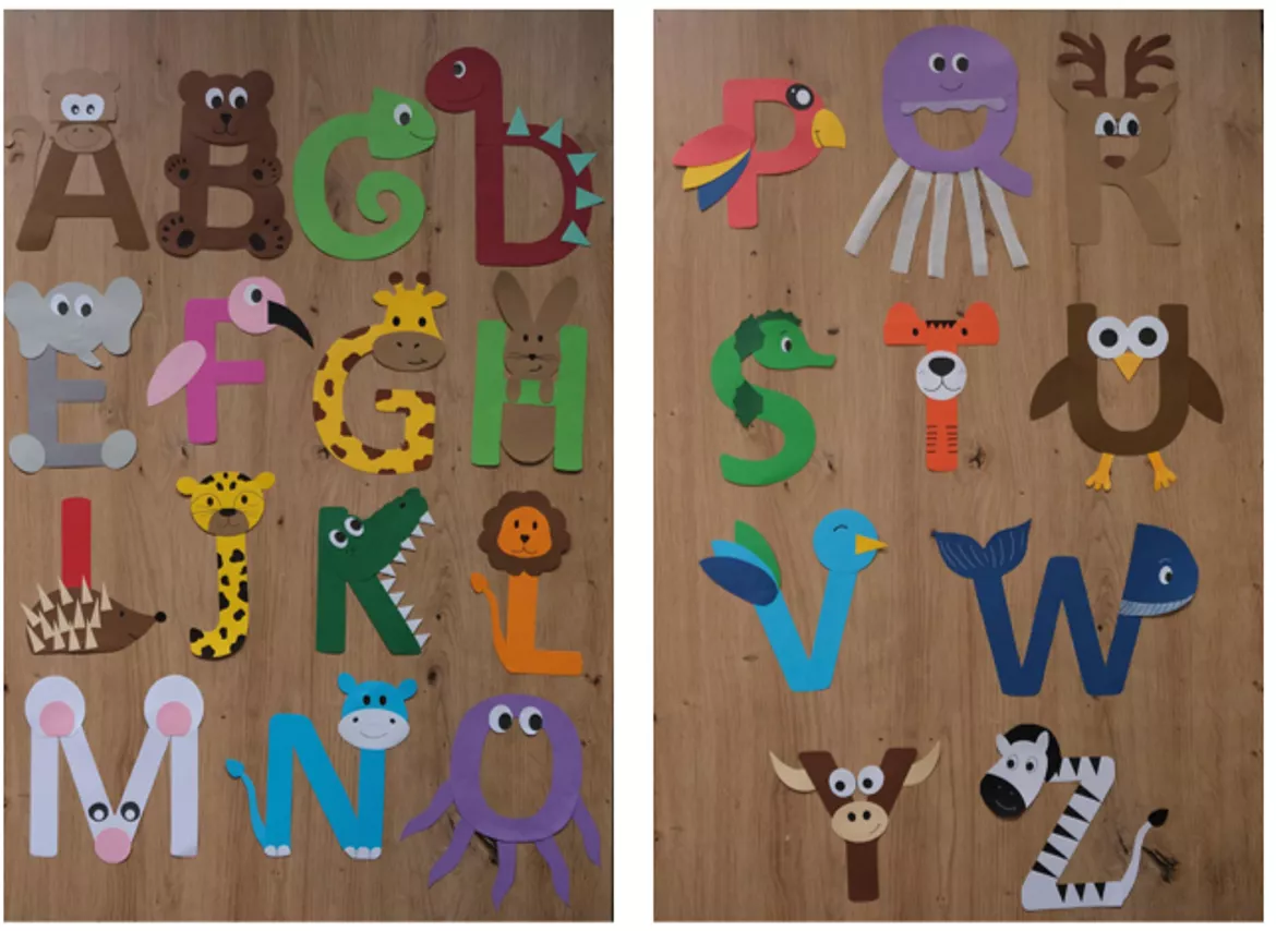 Bild in der Beschreibung des Unterrichtsmaterials Buchstabentiere A - Z (Bastelvorlage) von buntelernoase #1