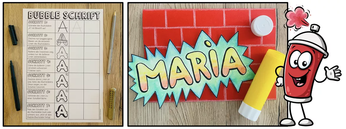 Bild in der Beschreibung des Unterrichtsmaterials Graffiti Namensschilder - Kunstprojekt (fertig geplante Kunststunde) von Unterrichtmitspass #2