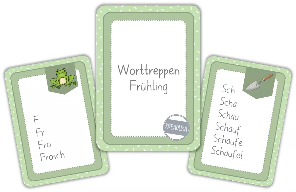 Bild in der Beschreibung des Unterrichtsmaterials Worttreppen Frühling - Lesekarten - Klettkarten von Kreadura #1