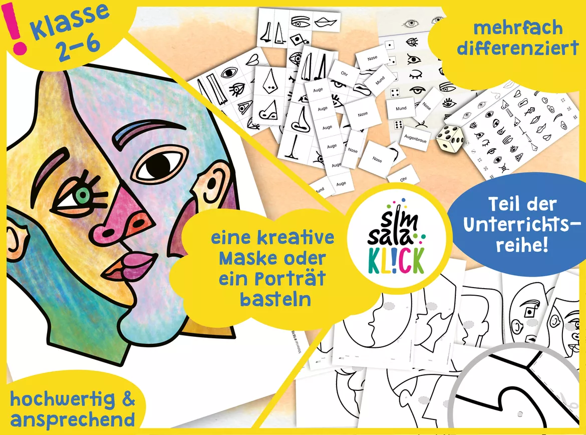 Bild in der Beschreibung des Unterrichtsmaterials fertige Kunst-Doppel-Stunde: Picasso-Maske oder Porträt von simsalaKLICK #1