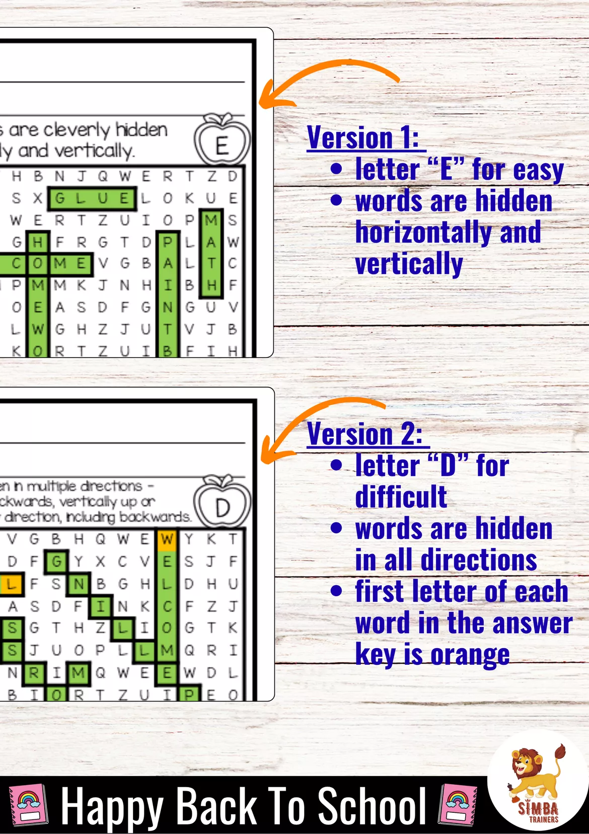 Bild in der Beschreibung des Unterrichtsmaterials XXL Word Search Puzzle (Back to school) | NO PREP Activity Inglés von SIMBA Trainers Education #1