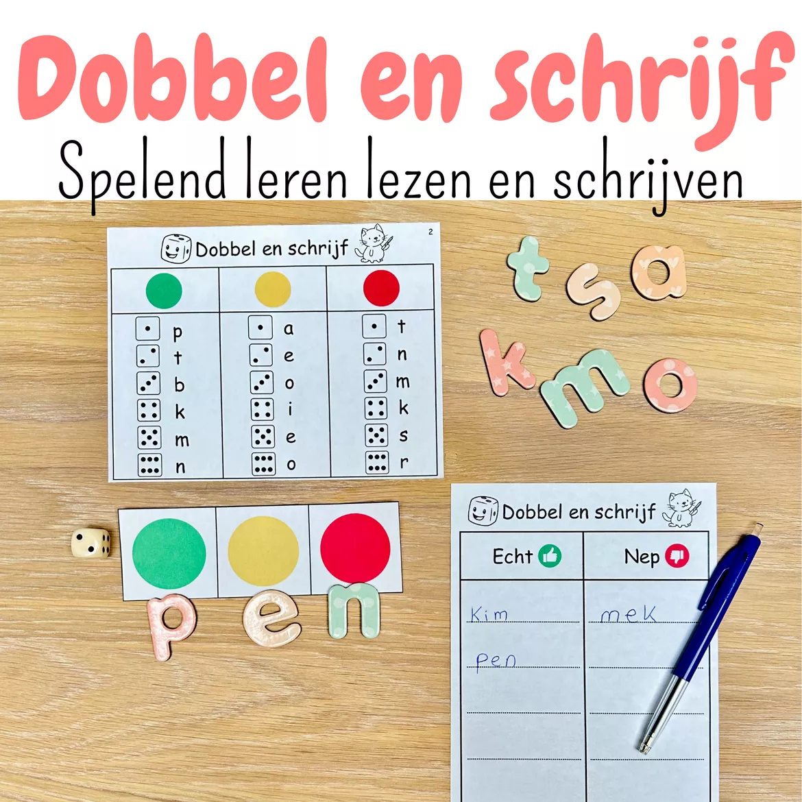 Bild in der Beschreibung des Unterrichtsmaterials Dobbel en schrijf Spelend leren lezen en schrijven groep 3 von MyTeacherShares #1
