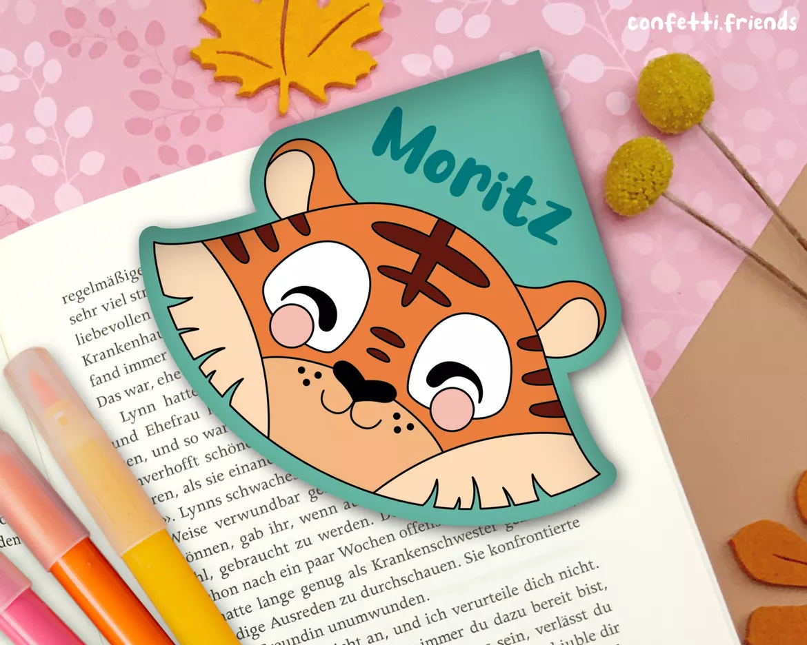 Bild in der Beschreibung des Unterrichtsmaterials Lesezeichen Ecke – Tiger von confetti.friends #1