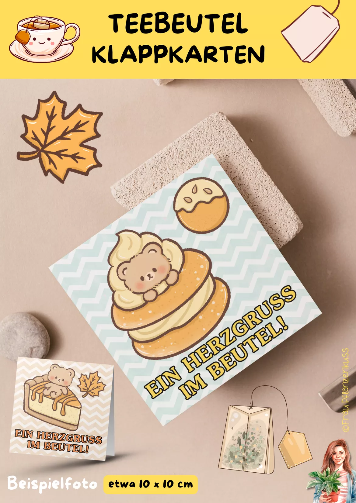 Bild in der Beschreibung des Unterrichtsmaterials Feriengruß Teebeutel - Klappkarte Herbst Klasse 1 bis 6 von Frau Pflanzenkuss #1