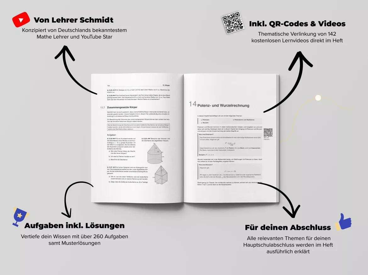 Bild in der Beschreibung des Unterrichtsmaterials Mathe Hauptschulabschluss | Lernvideos von Lehrer Schmidt von StudyHelp #1