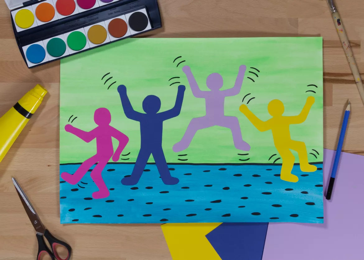 Bild in der Beschreibung des Unterrichtsmaterials Kunst Grundschule, Keith Haring Tanzende Leute, Künstler von Pinselpauker #1