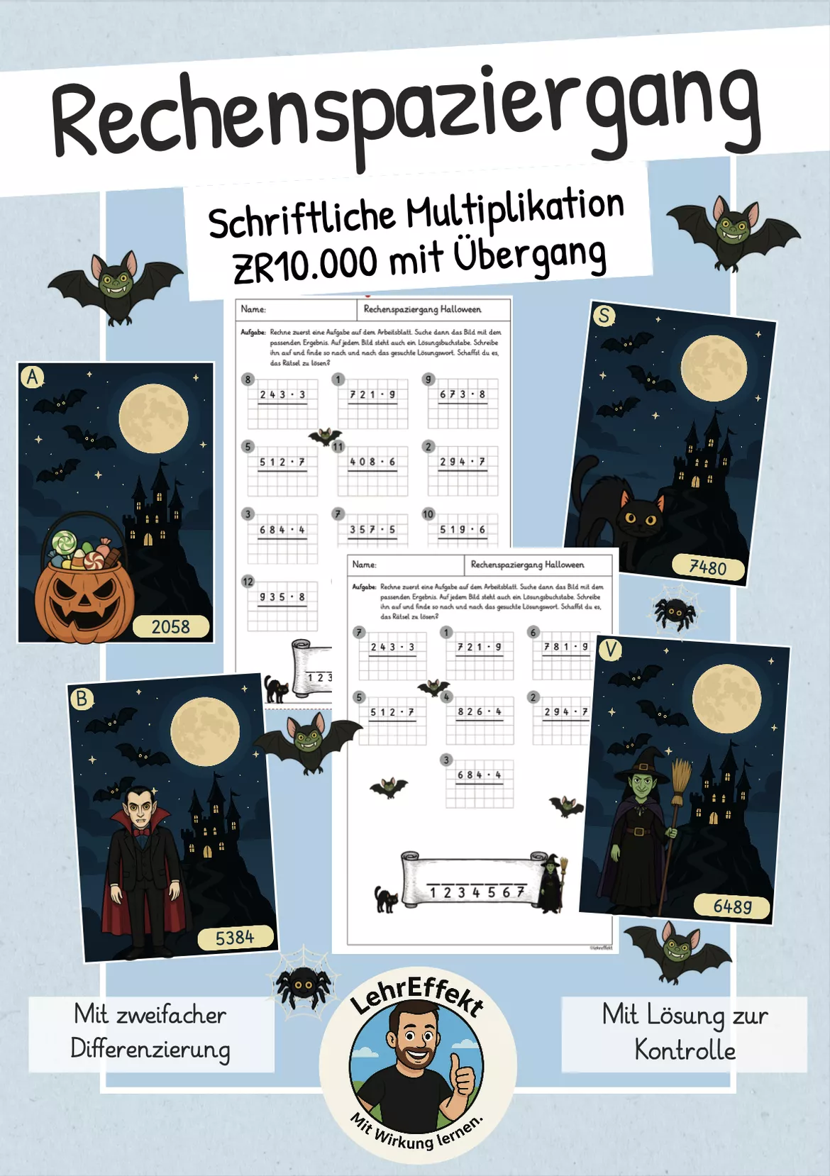 Bild in der Beschreibung des Unterrichtsmaterials Rechenspaziergang Herbst - schriftliche Multiplikation ZR10000 von LehrEffekt #1