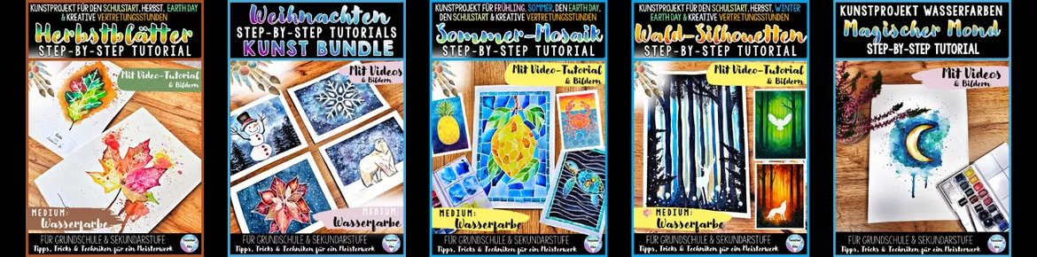 Bild in der Beschreibung des Unterrichtsmaterials Kunst im Herbst – Herbstblätter mit Wasserfarben | Kunstprojekt für Klasse 4, 5, 6 | Perfekt für Schulstart & Vertretungsstunden von TeacherManuElla #1